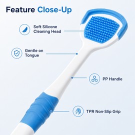 Reusable Tongue Cleaner for Daily Oral Care – Soft PP/TPR Scraper Brush for Adults & Family Use, 1/4-Piece Options