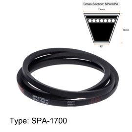 sourcing map SPA1700 V-Belt Drive Belt 1700 mm Pitch Length Rubber Power Transmission