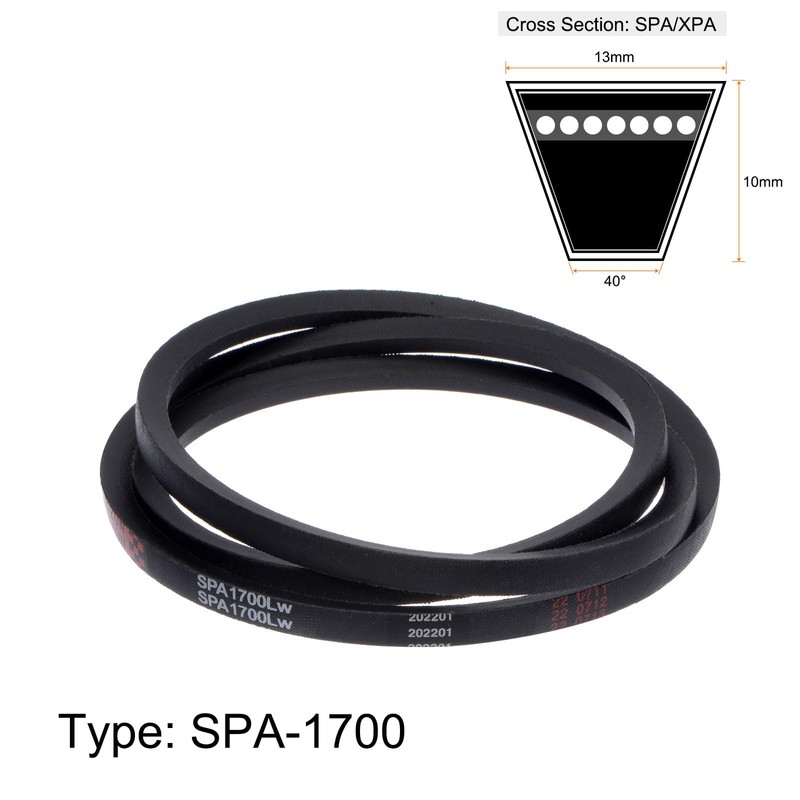 sourcing map SPA1700 V-Belt Drive Belt 1700 mm Pitch Length