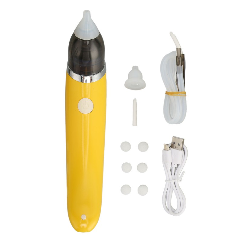 Electric Ear Nose Suction Set White Yellow Cleaning Multi Function