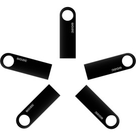 USB Stick 32 GB, Mini Memory Stick, 32 GB, Waterproof USB Flash Drive, Funny USB Sticks, 32 GB for School, Office, Car, PC, Laptop (32 GB, 5 Pieces, Black)