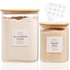 2 Pack large Square Glass Flour and Sugar Containers with