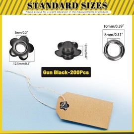 Mardatt 200Pcs 3/16 Inch Flower Eyelet Grommets, Metal Grommets Eyelets Flowers Grommets Scrapbooking Eyelets for Fabric Clothing Shoes Leather Crafts (Black)