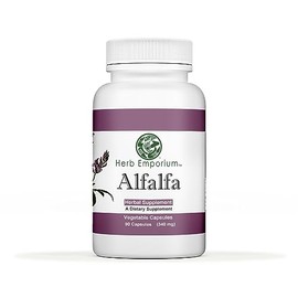 Herb Emporium Alfalfa (Medicago Sativa L, Alpalpa) Capsules 90 Vegetable Capsules (340 mg) Herbal Supplement for Healthy Digestion (Pack of 1)