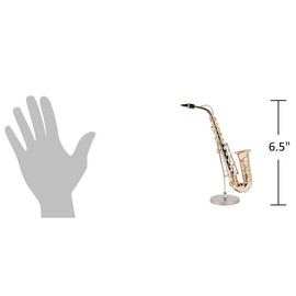Broadway Gifts Gold Saxophone Mini Figurine – 6.5" Replica Instrument with Case & Stand – Collectible Music Decor Gift