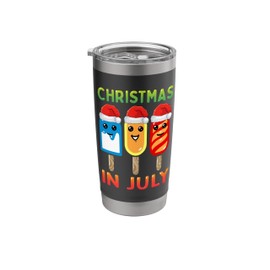 Christmas In July Santa Hat Ice Pops Funny Kids Toddler Cute Stainless Steel Insulated Tumbler
