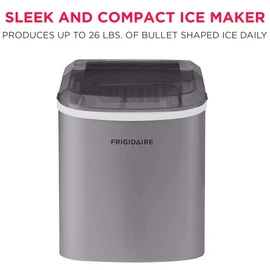 FRIGIDAIRE EFIC189-Silver Compact Ice Maker, 26 lb per Day, Silver