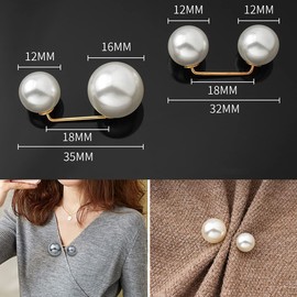 Faux Pearl Brooch Pin Set, 6 Pieces Pearl Brooch Vintage Brooches Fashion Pullover Scarf Clip Double Head Pearl Brooch Pins for Women (3 Colours), Faux Pearl, Alloy