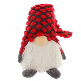 Christmas Decoration Decorative Figure Gnome Swedish Santa Tomte Gnome Gift Christmas 32 cm High Knitted and Plush Red Grey White (Hat Red Pompoms)
