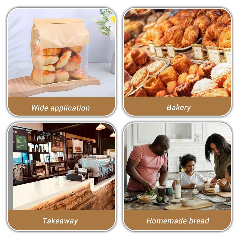 100 Pcs Heavy Duty Large Paper Bread Bags with Tin