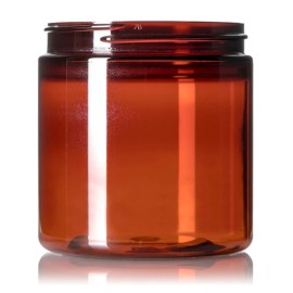 Unbranded Lot of 48 - 8 oz Amber Plastic Jars with Black Domed Lined Lids