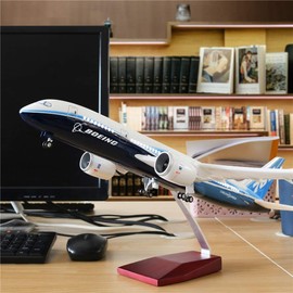24-Hours 18” 1:130 Scale Model Jet Boeing 787 Plane Model Aircraft Model Kits Display Diecast Airplane Model for Adults with LED Light(Touch or Sound Control)