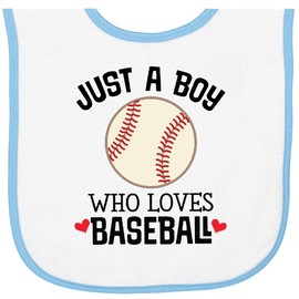 inktastic Baseball Fan Quote Boys Sports Ball Baby Terry Cloth Bib White and Light Blue 41ae8