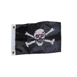 Pirate RED Eyes Jolly Roger Skull Flag Polyester 12 X 18 Inches Boat Motorcycle Fort
