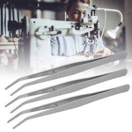 5pcs Curved Tweezers Stainless Steel Sewing Machine Tweezers Positioning Tweezers for Professionals, Students and DIY