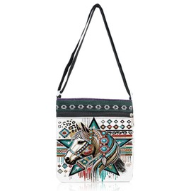 DIY Diamond Art Painting Canvas Crossbody Bag, Ethnic Style, Special Shaped Crystal Diamond Painting by Numbers Mosaic Kits