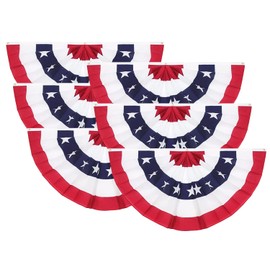 3 x 6 Ft American Pleated Fan Flag, USA Patriotic Half Fan Bunting Flag,4th of July Decorations Flags (Set of 6)