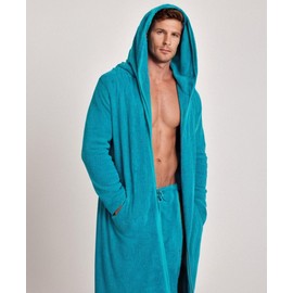 Weecreeture Hooded Towel Poncho with Zipper and Pocket, Surf Poncho for Men and Women, Beach Bath Changing Robe Cover Up Deep Lagoon XL