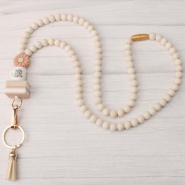 Teacher Lanyard with ID Holder, Fashion Wood Beaded Lanyard for Keys, Super Cute Boho Breakaway Lanyard for Women