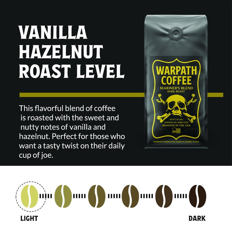 Warpath Coffee Light Roast Ground Coffee, Vanilla Hazelnut Blend, High
