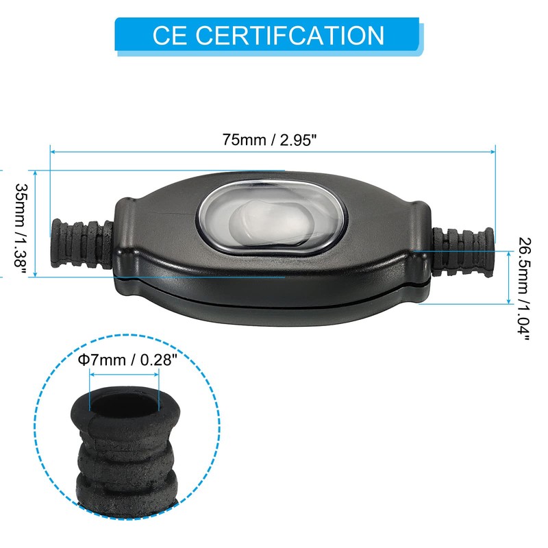 sourcing map 7mm Waterproof Appliance Switch, AC 250V 3A ON/OFF