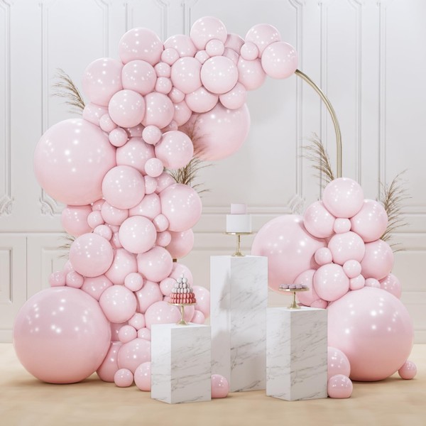PartyWoo Pale Pink Balloons 140pcs Different Sizes of 18 12