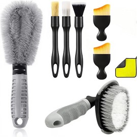 Set de 8 Cepillos de Llantas, Brochas para Detalla de Ruedas para Limpiar Neumáticos,Cepillo de Detallado Automotriz para Limpieza de Ruedas y Interiores