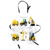 Lunarable Cartoon Apron, Style Heavy Machinery Truck Crane Digger Mixer