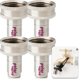 Polar Valve Outdoor Faucet Freeze Protection (Straight-Type, 4 Unit), Auto Temperature Control, Stainless Steel and Nitinol for Winter, Easy Installation, Water-Saving Solution