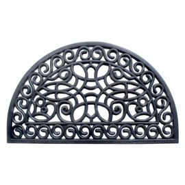 Rugsmith Black Moulded Trellis Half-Round Rubber Doormat Doormat, 18"x30"
