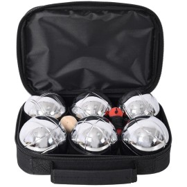 Petanque Boules Set for Bocce Ball 6 Metal Tossing Balls in Case Backyard Game
