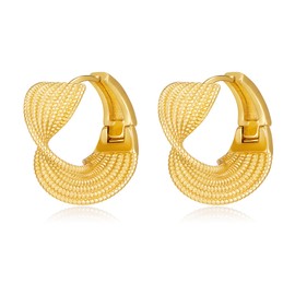 YUJIE Gold Twisted Hoop Earrings for Women Chunky Huggie Hoops Thick 18k Gold Plated Earrings Jewelry