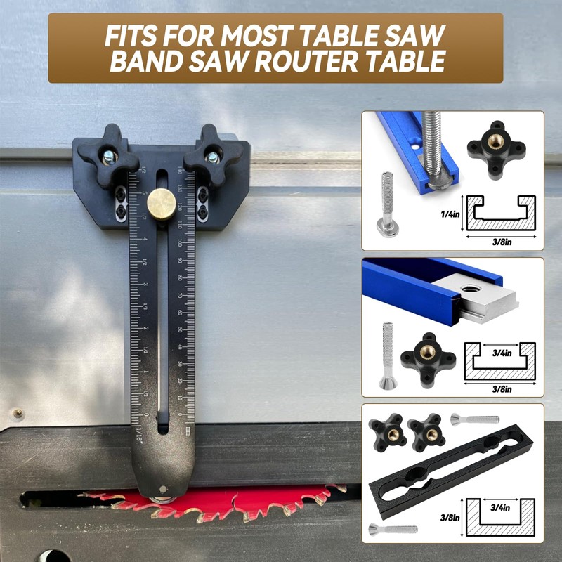 Thin Rip Table Saw Jig Guide with T-Bolts, Fast Thin