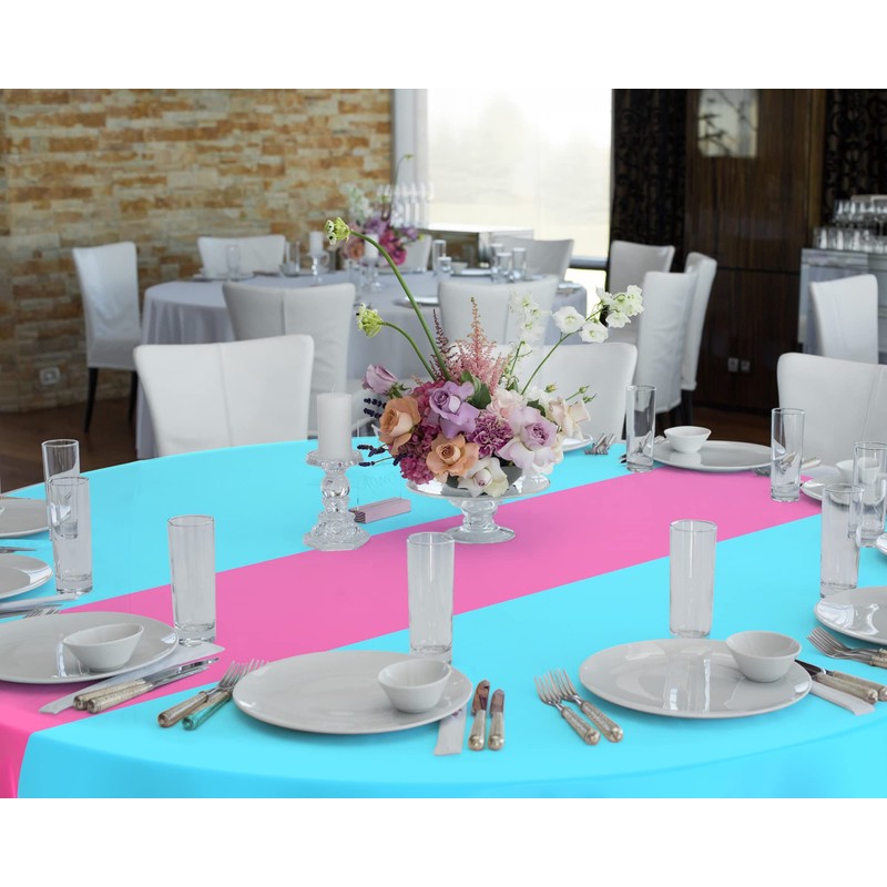 Oudain Round Plastic Disposable Tablecloth 84 Inch Stain and Wrinkle