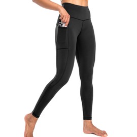 Yogaration Leggings for Women, High Waisted Yoga Pants with Deep Side Pockets, Non-See-Through Workout Leggings(Black, Large)