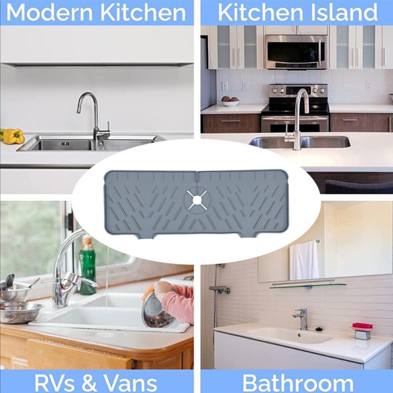 Kitchen Faucet Sink Splash Guard Silicone Faucet Water Catcher Mat