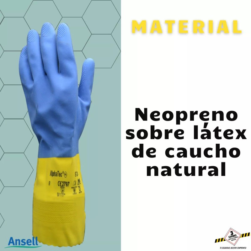 Ansell Guante Químico 87-224 Caucho Natural Neopreno Forro Flocado