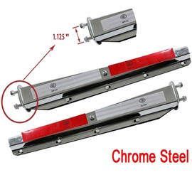 BST BSSP 2PCS Stainless Straight Spring Loaded Mud Flap Hanger Bracket with Splash Guard Mudflap 24"x30" for Semi Truck Trailer, 1-1/8" 1.125" Bolt Spacing Hanger Kit & Heavy Duty Polymer Mudflaps