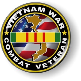 Vietnam War Combat Veteran 3D Domed CAR Emblem Badge Sticker Round Flexible Round