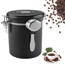 MYDEAR Bote Hermético para Café, 120015001800ML OpcionalTarro de Café de Acero Inoxidable, con Identificador de Fecha y Cuchara para Café Molido,...  