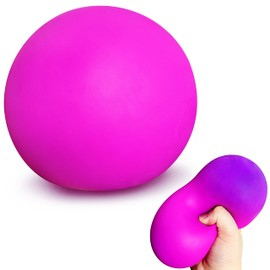 Giant Stress Balls Squishy Toys for Adults and Kids Prizes, 4-inch Jumbo Squeeze Dough Ball, Goodie Bag Stuffers, Stretchy Stress Ball for Anxiety, Autism | Purple Color Changing Stress Balls