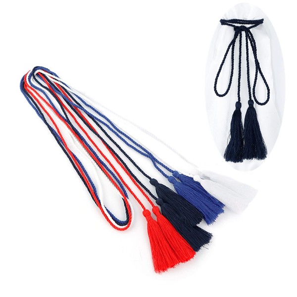 JinYu 4 Pack Women Tassel Braided Belt for Dress Bowknot