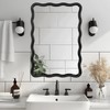 Wavy Rectangular Bathroom Mirror with Scalloped Metal Frame - Modern