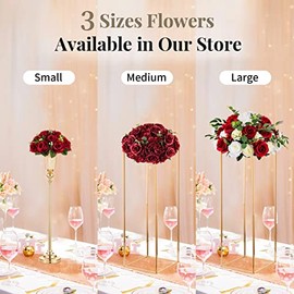 NUPTIO - Centros de Mesa de Boda con Flores para mesas, 2 Unidades de 9.5 Pulgadas de diámetro, Flores Artificiales carmesí, para centros de Mesa, arreglos de Rosas Falsas para Bodas, decoración de