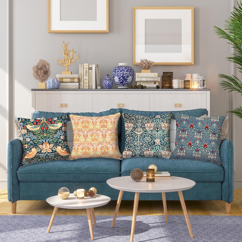 HOSTECCO William Morris Pillow Covers 45x45 cm Pack of 4