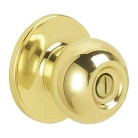 J-Series by Schlage Corona Door Knob with Standard Trim, Bed & Bath Privacy Lock, Bright Brass, J40 CNA 605