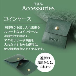 Balcos Women's Wallet, Genuine Leather, Green, Large Capacity, Long Wallet, Present, Green, Coin Case, green