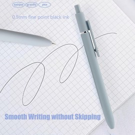 5 Pcs Gel Pens, 0.5mm Black Ink Pens Retractable Fine Point Smooth Writing, Aesthetic Office School Supplies, Desk Accessories Nursing Pen for Journaling Note Taking, Gifts for Women Men (Morandi B)