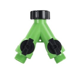 2 Way Poly Faucet Manifold "Y" Splitter with Shut Offs - Pack of (1)