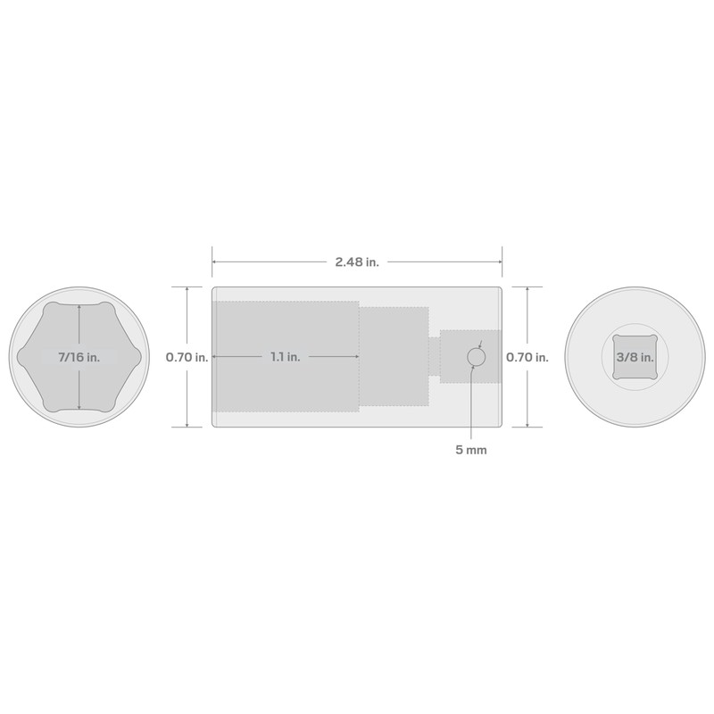 TEKTON 3/8 Inch Drive x 7/16 Inch Deep 6-Point Impact